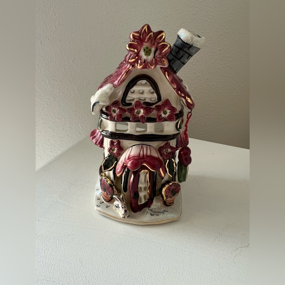 Blue Sky | Heather Goldminc 2003 Poinsettia Holiday House Candle Holder